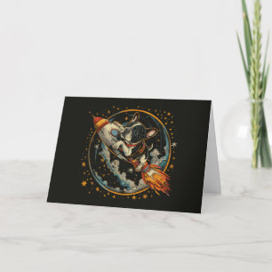 Happy Birthday Rocket Ship French Bulldog Card