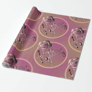 "Happy Birthday" Rose Hand Written Wrapping Paper