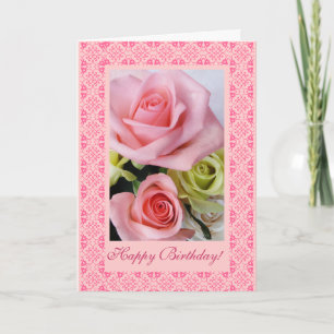 Happy Birthday roses and lace Card