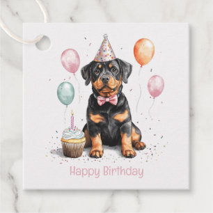 Happy Birthday Rottweiler Dog Favour Tags