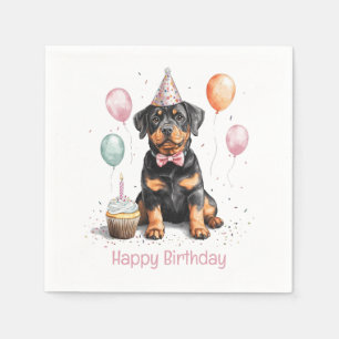Happy Birthday Rottweiler Dog Napkin