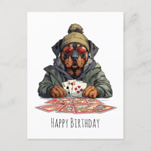 Happy Birthday Rottweiler Dog Playing Cards