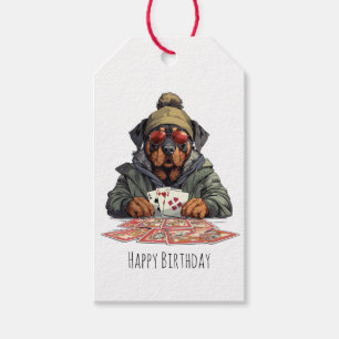 Happy Birthday Rottweiler Dog Playing Cards Gift Tags