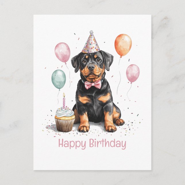 Happy Birthday Rottweiler Dog Postcard (Front)