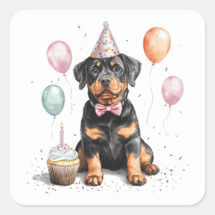 Happy Birthday Rottweiler Dog Square Sticker