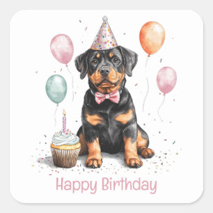 Happy Birthday Rottweiler Dog Square Sticker