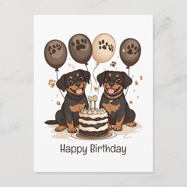 Happy Birthday Rottweiler Dogs Postcard (Front)