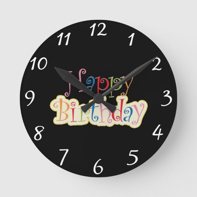 Happy Birthday Round Clock (Front)