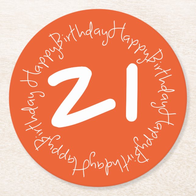 Happy Birthday Round Paper Coaster (Front)