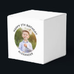 Happy Birthday Round Photo Favor Box<br><div class="desc">Create your own personalized white border photo favour boxes for your child's special birthday. Customize the solid white background colour or the black text colour to match your photo. If you change the font type or size, you can fine tune the curvature of the text in small increments. Have fun...</div>