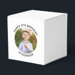 Happy Birthday Round Photo Favor Box<br><div class="desc">Create your own personalized white border photo favour boxes for your child's special birthday. Customize the solid white background colour or the black text colour to match your photo. If you change the font type or size, you can fine tune the curvature of the text in small increments. Have fun...</div>