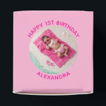 Happy Birthday Round Photo Pink Favor Box<br><div class="desc">Create your own personalized pink photo favour boxes for your child's special birthday. Customize the solid pink background colour or the hot pink text colour to match your photo. If you change the font type or size, you can fine tune the curvature of the text in small increments. Have fun...</div>