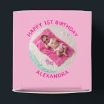 Happy Birthday Round Photo Pink Favor Box<br><div class="desc">Create your own personalized pink photo favour boxes for your child's special birthday. Customize the solid pink background colour or the hot pink text colour to match your photo. If you change the font type or size, you can fine tune the curvature of the text in small increments. Have fun...</div>