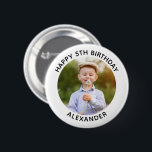 Happy Birthday Round Photo White 2 Inch Round Button<br><div class="desc">Create your own personalized white border photo button for your child's special birthday. Customize the solid white background colour or the black text colour to match your photo. If you change the font type or size, you can fine tune the curvature of the text in small increments. Have fun creating...</div>