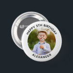 Happy Birthday Round Photo White 2 Inch Round Button<br><div class="desc">Create your own personalized white border photo button for your child's special birthday. Customize the solid white background colour or the black text colour to match your photo. If you change the font type or size, you can fine tune the curvature of the text in small increments. Have fun creating...</div>