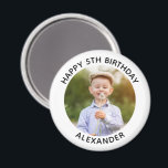 Happy Birthday Round Photo White Magnet<br><div class="desc">Create your own personalized white border photo magnet for your child's special birthday. Customize the solid white background colour or the black text colour to match your photo. If you change the font type or size, you can fine tune the curvature of the text in small increments. Have fun creating...</div>