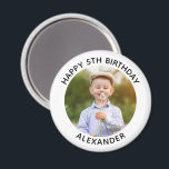 Happy Birthday Round Photo White Magnet<br><div class="desc">Create your own personalized white border photo magnet for your child's special birthday. Customize the solid white background colour or the black text colour to match your photo. If you change the font type or size, you can fine tune the curvature of the text in small increments. Have fun creating...</div>
