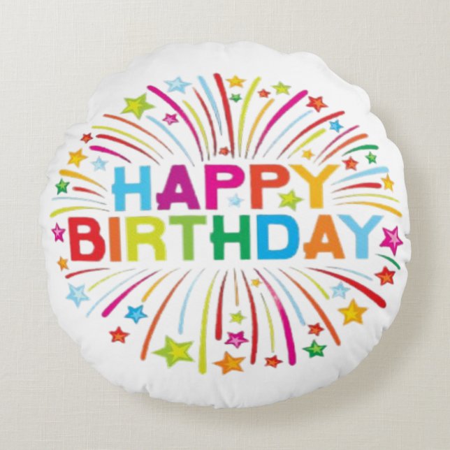 Happy Birthday  Round Pillow (Front)