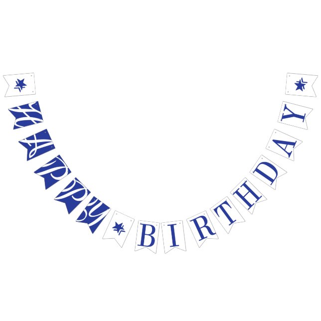 HAPPY BIRTHDAY Royal Blue And White Bunting Flags (All)