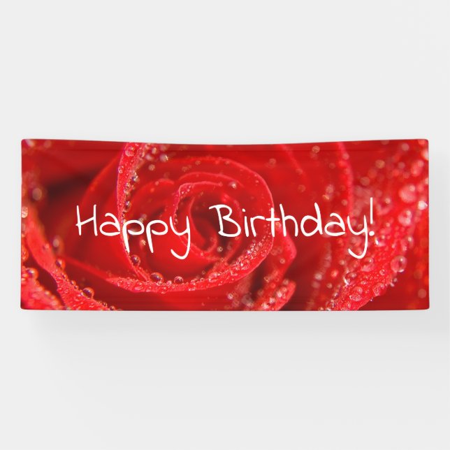 happy birthday ruby red rose banner (Horizontal)