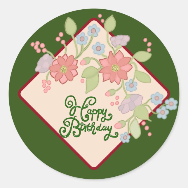 Happy Birthday Runder sticker (Front)