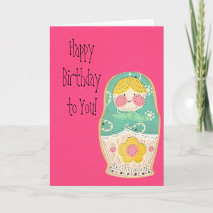 Happy Birthday Russian Nesting Doll - Card