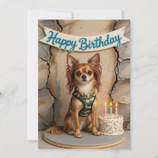 Happy birthday Russian Toy Terrier Holiday Card