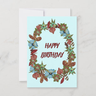 Happy Birthday Rustic Flower Garland Greeting Card