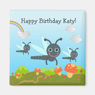 Happy Birthday says the dragonfly Magnet
