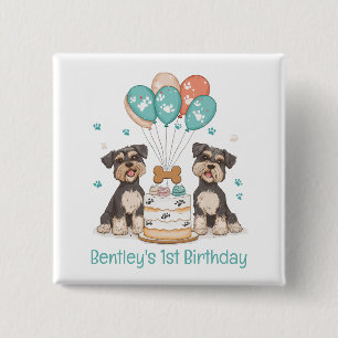 Happy Birthday Schnauzer Dogs 2 Inch Square Button