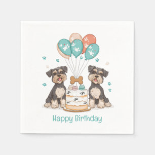 Happy Birthday Schnauzer Dogs Napkin