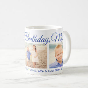 Happy Birthday Script Photo Collage Coffee Mug