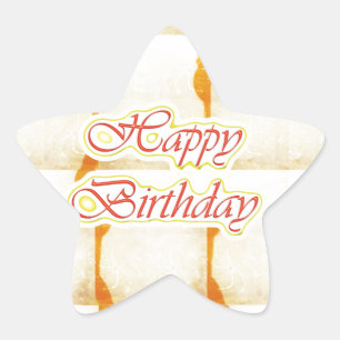 HAPPY Birthday Script : SAFFRON Pure Crystal Star Sticker