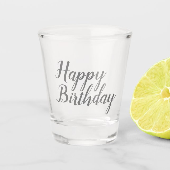 Happy Birthday Script Shot Glass (Front)