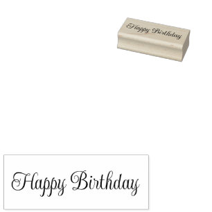 Happy Birthday Script Text Template Rubber Stamp