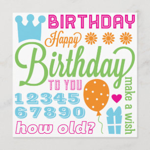 Happy Birthday Sentiments Card or Invitation