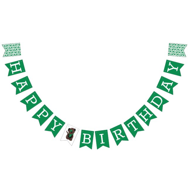 Happy Birthday Shamrocks Dog Bunting Flags (All)