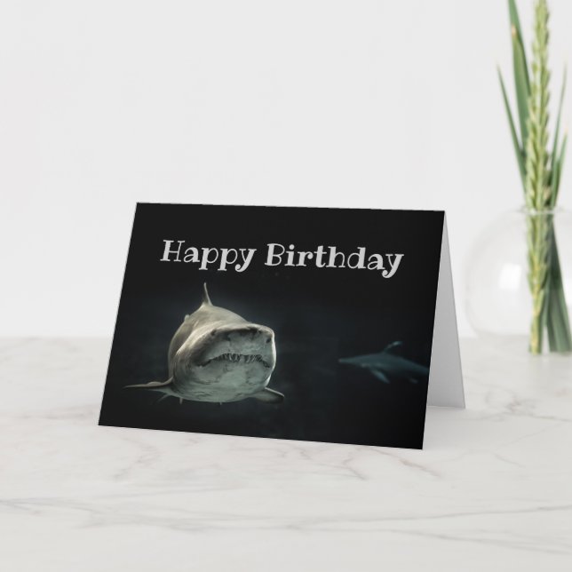 Happy Birthday Shark Creeping Up Funny Birthday Card (Front)