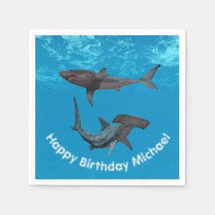 Happy Birthday Shark Great white Hammerhead Napkin
