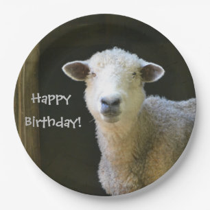 Happy Birthday Sheep Paper Plate