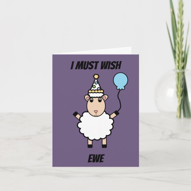 Happy Birthday Sheep Wish Ewe Funny Personalize Card (Front)