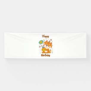 Happy Birthday Shiba Inu 2.5x8 Vinyl Banner
