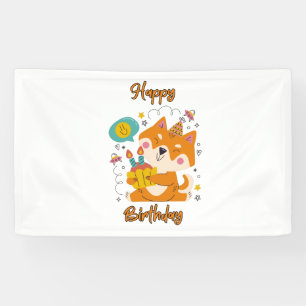 Happy Birthday Shiba Inu 3x5 Vinyl Banner