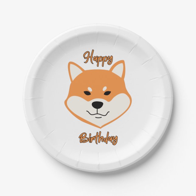 Happy Birthday Shiba Inu Original Paper Plates (Front)