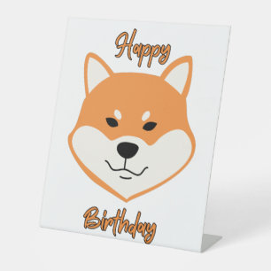Happy Birthday Shiba Inu Original Pedestal Sign