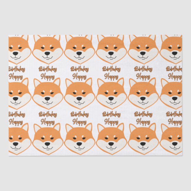 Happy Birthday Shiba Inu Original Tissue Paper (Front)