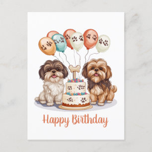 Happy Birthday Shih Tzu Dogs Birthday Cake Postcard