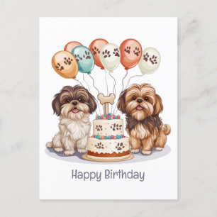 Happy Birthday Shih Tzu Dogs Birthday Cake Postcard