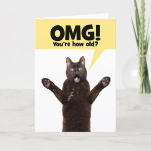 Happy Birthday Shocked Cat With Mouth Open Humour Holiday Card