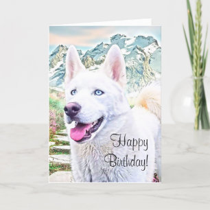 Happy Birthday Siberian husky greeting card
